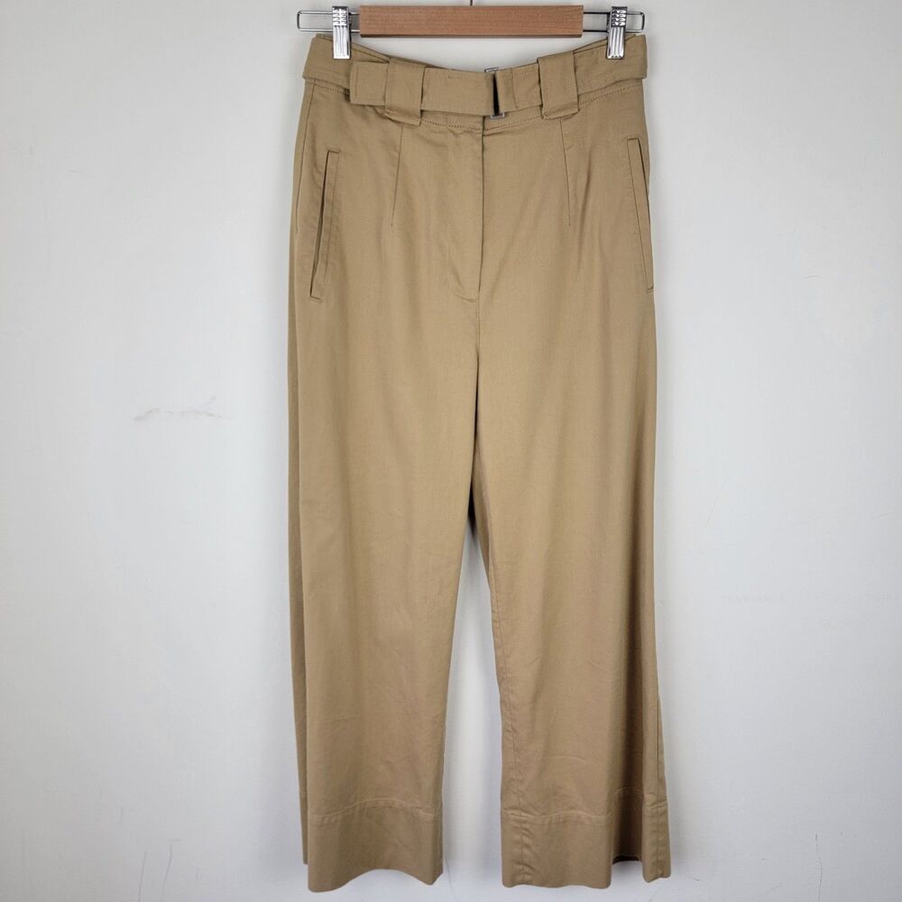Banana Republic Khaki Wide-Leg High-Waist Belted Trousers in Tan Women’s 4